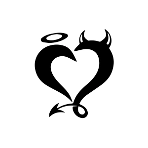 Şeytan Kalp Sticker 17x17 Cm Siyah