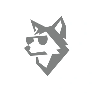 Gözlüklü Kurt Sticker 17x17 Cm Gri