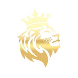 Kral Taçlı Aslan Sticker 17x17 Cm Gold