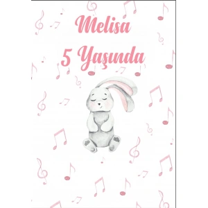 Sevimli Tavşan Temalı Doğıum Günü Afişi - 100x150 Cm