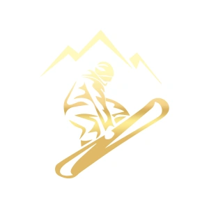 Ski Kayak Sticker 17x17 Cm Gold