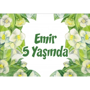 Beyaz Çiçekler Temalı Doğum Günü Afişi - 100x150 Cm