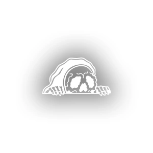 Yarım Bakan İskelet Sticker 17x17 Cm Beyaz