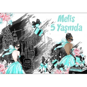 Siyah Şehir ve Kız Temalı Doğuım Günü Afişi - 100x150 Cm