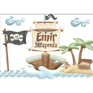 Korsan Temalı Doğum Günü Afişi - 100x150 Cm