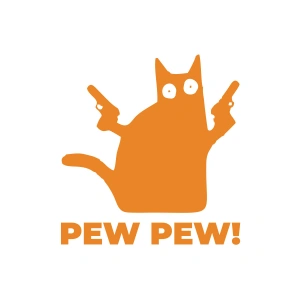 Pew Pew Kedi Sticker 17x17 Cm Turuncu