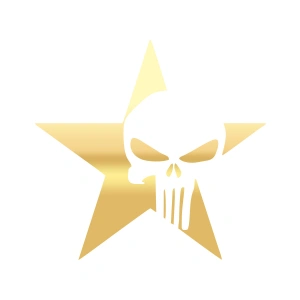 Yıldız Punisher Kurukafa Sticker 17x17 Cm Gold