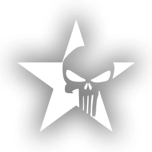 Yıldız Punisher Kurukafa Sticker 17x17 Cm Beyaz
