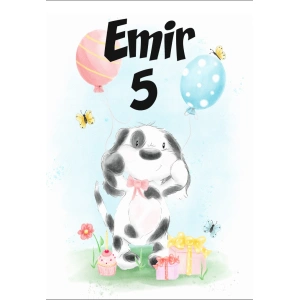 Sevimli köpek temalı Doğum Günü Afişi - 100x150 Cm