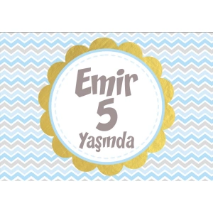 Mavi Çizgili Doğum Günü Afişi - 100x150 Cm