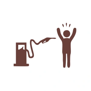 Ateş Eden Pompa Sticker 17x17 Cm Kahverengi