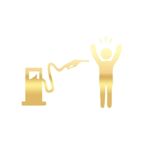 Ateş Eden Pompa Sticker 17x17 Cm Gold