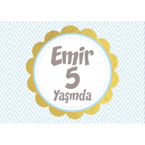 Mavi Çizgili Doğum Günü Afişi - 100x150 Cm