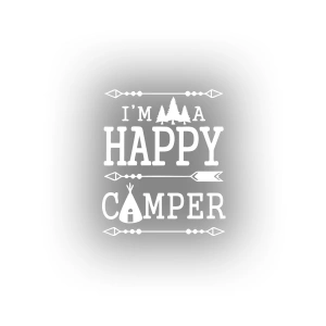 Happy Camper Sticker 17x17 Cm Beyaz