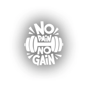 No Pai No Gain GYM Sticker 17x17 Cm Beyaz