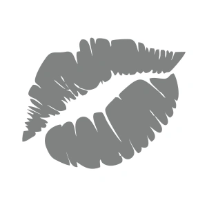 Öpücük Dudak Sticker 17x17 Cm Gri