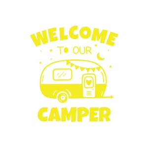 Welcome To Our Camper Sticker 17x17 Cm Sarı