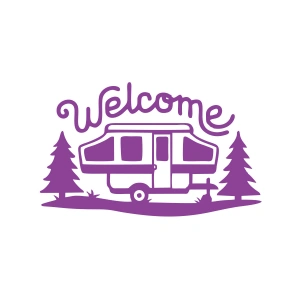Welcome Karavan Sticker 17x17 Cm Mor