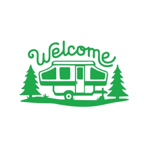 Welcome Karavan Sticker 17x17 Cm Yeşil