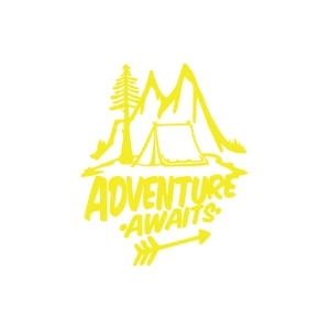Adventure Awaits Sticker 17x17 Cm Sarı
