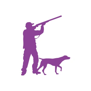 Avcı ve Av köpeği Sticker 17x17 Cm Mor