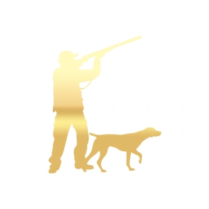 Avcı ve Av köpeği Sticker 17x17 Cm Gold