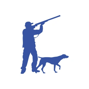 Avcı ve Av köpeği Sticker 17x17 Cm Mavi