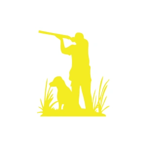 Avcı ve Av köpeği Sticker 17x17 Cm Sarı