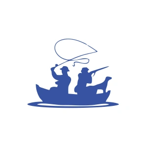 Balıkçı ve Avcı Sticker 17x17 Cm Mavi