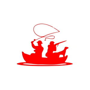 Balıkçı ve Avcı Sticker 17x17 Cm Kırmızı