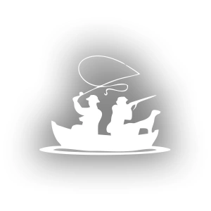 Balıkçı ve Avcı Sticker 17x17 Cm Beyaz