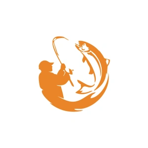 Balıkçı Balık Yakalayan Adam Sticker 17x17 Cm Turuncu