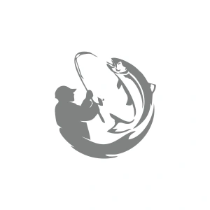 Balıkçı Balık Yakalayan Adam Sticker 17x17 Cm Gri