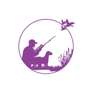 Avcı ve Av köpeği Sticker 17x17 Cm Mor