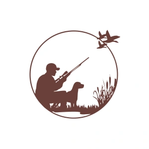 Avcı ve Av köpeği Sticker 17x17 Cm Kahverengi