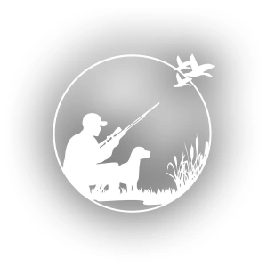 Avcı ve Av köpeği Sticker 17x17 Cm Beyaz