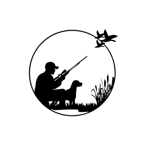 Avcı ve Av köpeği Sticker 17x17 Cm Siyah