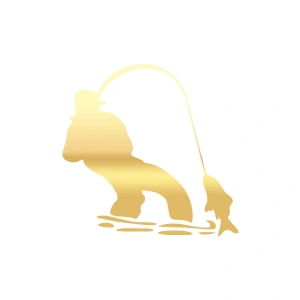 Balık Yakalayan Adam Sticker 17x17 Cm Gold