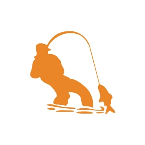 Balık Yakalayan Adam Sticker 17x17 Cm Turuncu