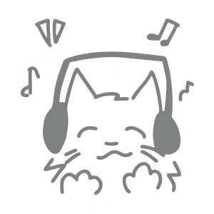 Müzik Dinleyen Kedi Sticker 17x17 Cm Gri