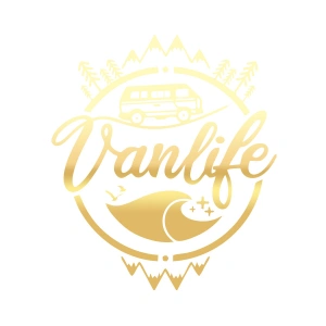 Vanlife Karavan Sticker 17x17 Cm Gold