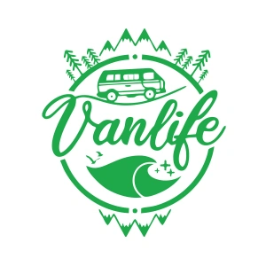 Vanlife Karavan Sticker 17x17 Cm Yeşil