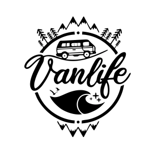 Vanlife Karavan Sticker 17x17 Cm Siyah