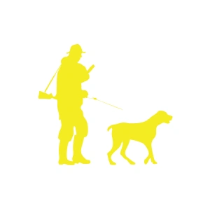 Avcı ve Av köpeği Sticker 17x17 Cm Sarı