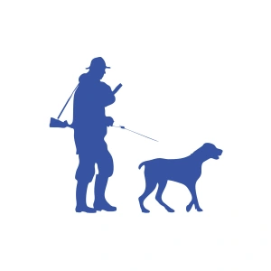 Avcı ve Av köpeği Sticker 17x17 Cm Mavi