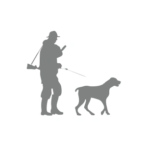 Avcı ve Av köpeği Sticker 17x17 Cm Gri