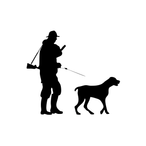 Avcı ve Av köpeği Sticker 17x17 Cm Siyah