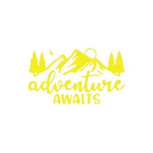 Adventure Awaits Sticker 17x17 Cm Sarı