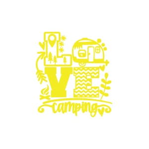 Love Kamp Karavan Sticker 17x17 Cm Sarı