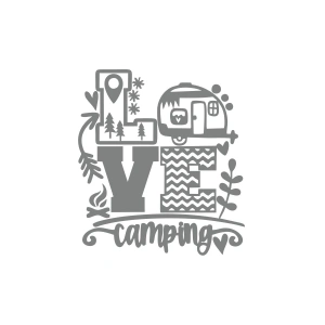 Love Kamp Karavan Sticker 17x17 Cm Gri